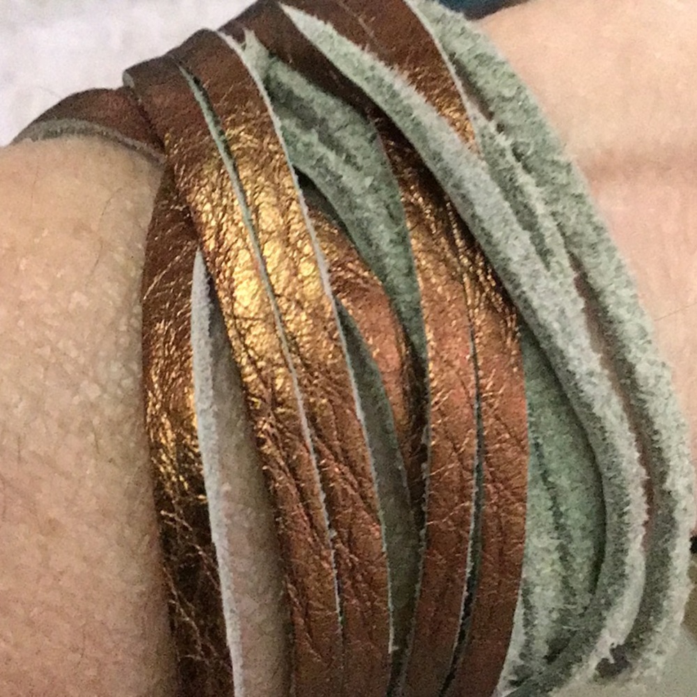 Copper colored leather snap bracelet